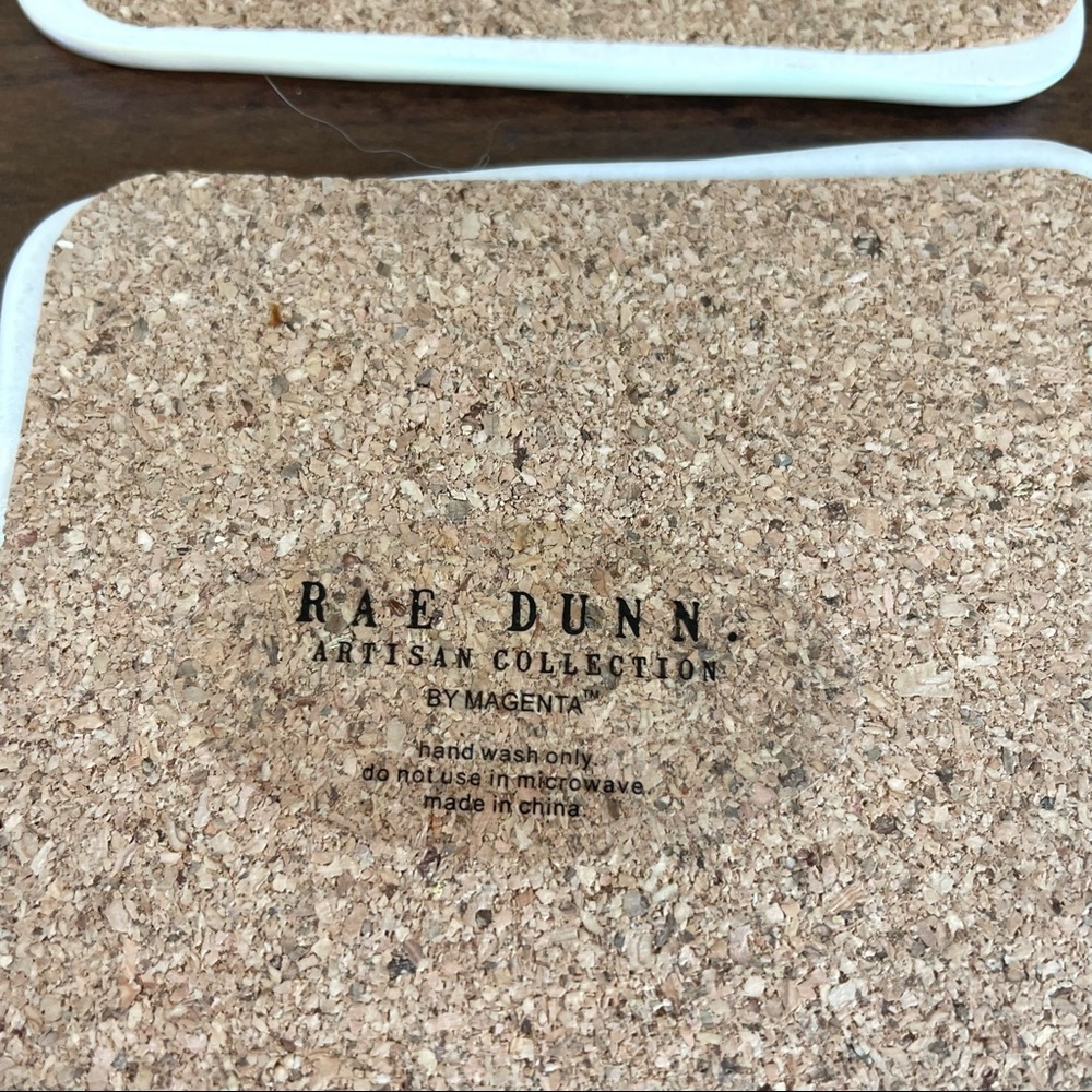 Rae Dunn Ceramic Coasters Cream with Black Letting Mr Mrs I Do Love Set of 4 - Picture 6 of 6